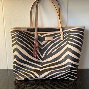 COACH zebra leather tote bag- large!!